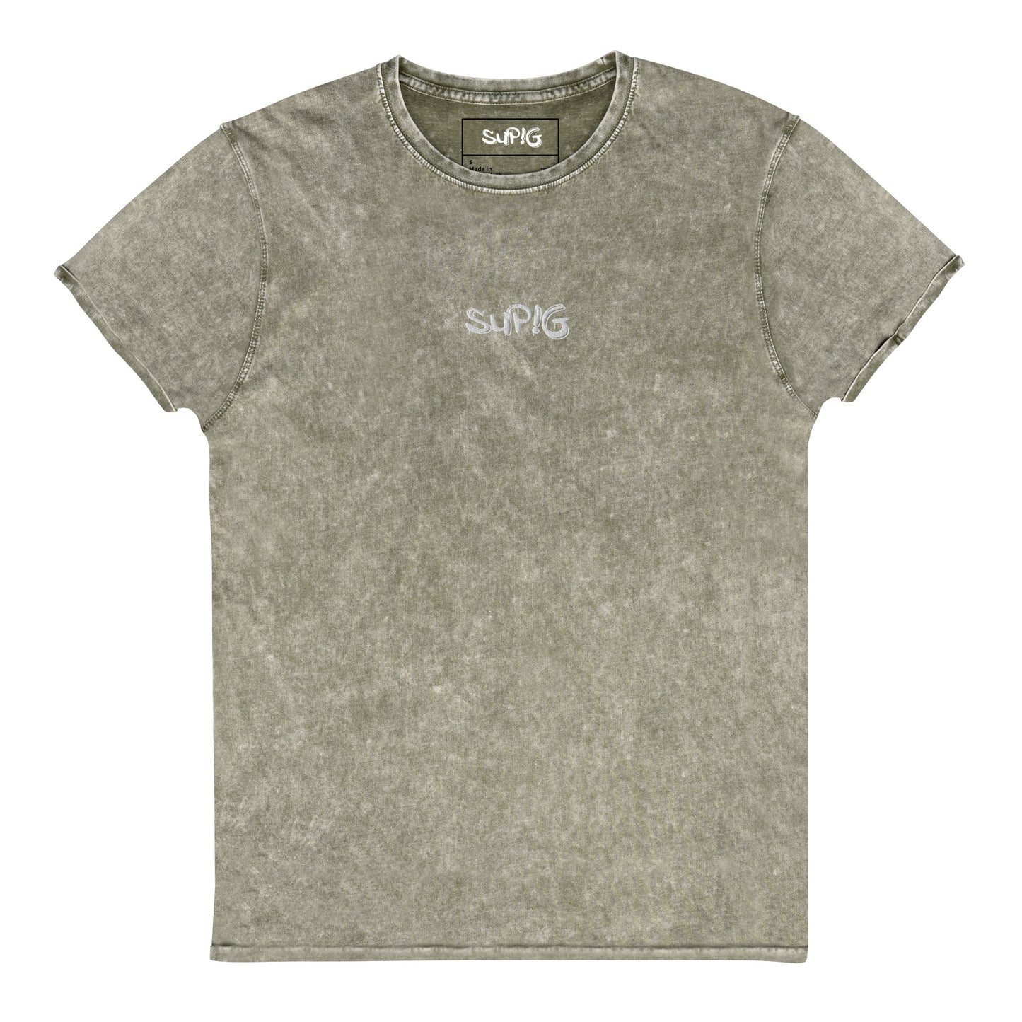 Embroided Tagged Denim Tee