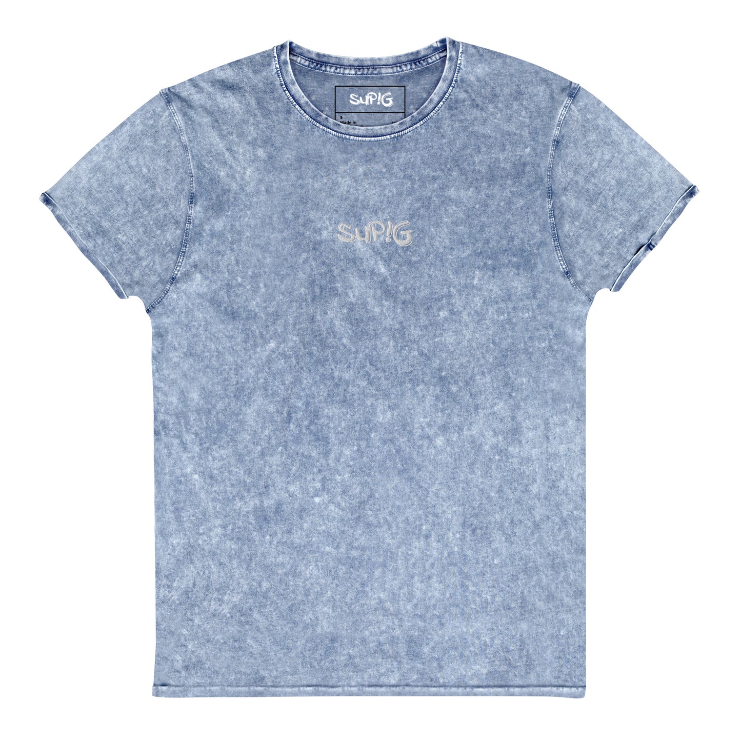 Embroided Tagged Denim Tee